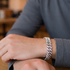 Encliff American Diamond bracelet featuring sparkling diamond-like stones and intricate design on a sleek metal band.