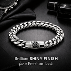 Shiny gold Cuban link bracelet by Encliff featuring thick, interlocking chain links with a polished finish.