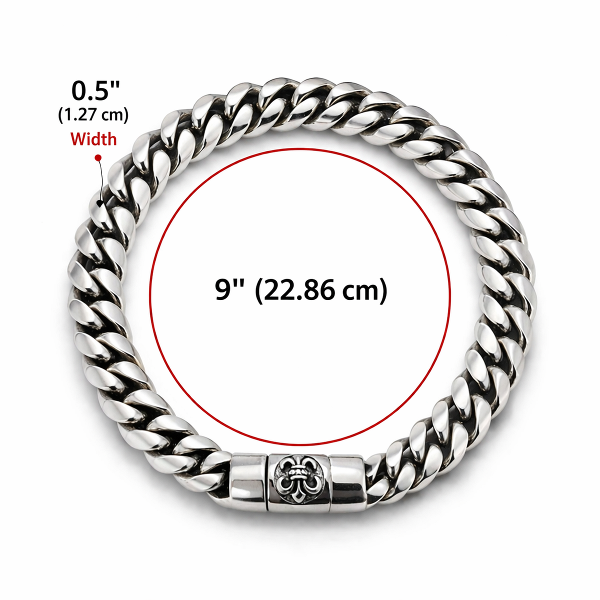 Shiny Cuban link bracelet by Encliff featuring polished, interlocking metal links in a stylish and bold jewelry design.
