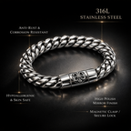 Shiny Cuban link bracelet by Encliff featuring polished stainless steel links with a sleek, reflective surface.