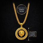 Encliff lion pendant chain featuring a detailed lion head charm on a sleek silver chain.