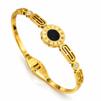 Roman Black Stone Gold Link Bracelet