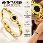 Roman Black Stone Gold Link Bracelet