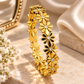 Premium Gold-Tone Floral Bracelet for Women with Crystal Accents