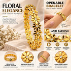 Premium Gold-Tone Floral Bracelet for Women with Crystal Accents