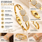 Gold-Tone Crystal Pave Cuff Bracelet for Women