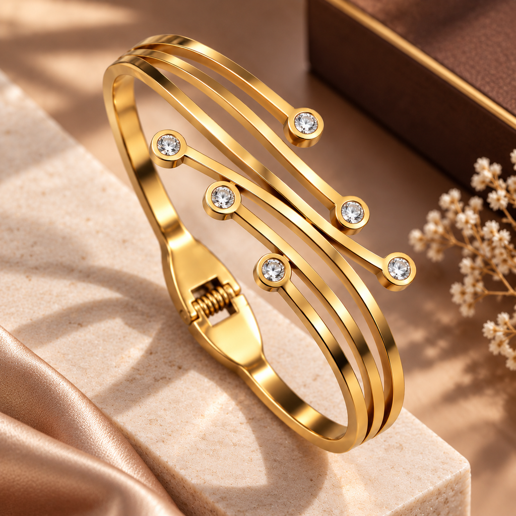 Gold-Tone Triple Layer Cuff Bracelet