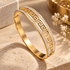 Gold-Tone Greek Key Bangle Bracelet