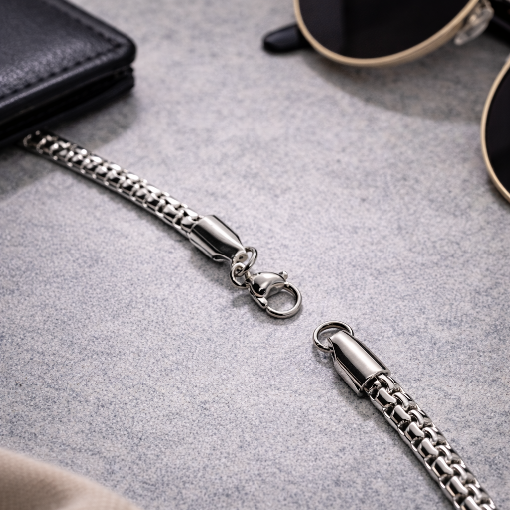 Silver dragon pendant on a chain from Encliff, featuring detailed dragon design and polished finish.