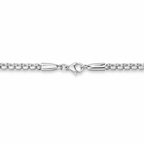 Silver flat box chain necklace by Encliff, showcasing interlocking rectangular links on a plain background.