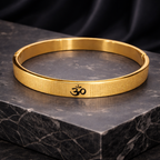 Encliff OM Design bracelet featuring a sleek, minimalist silver band with an engraved OM symbol for spiritual elegance.