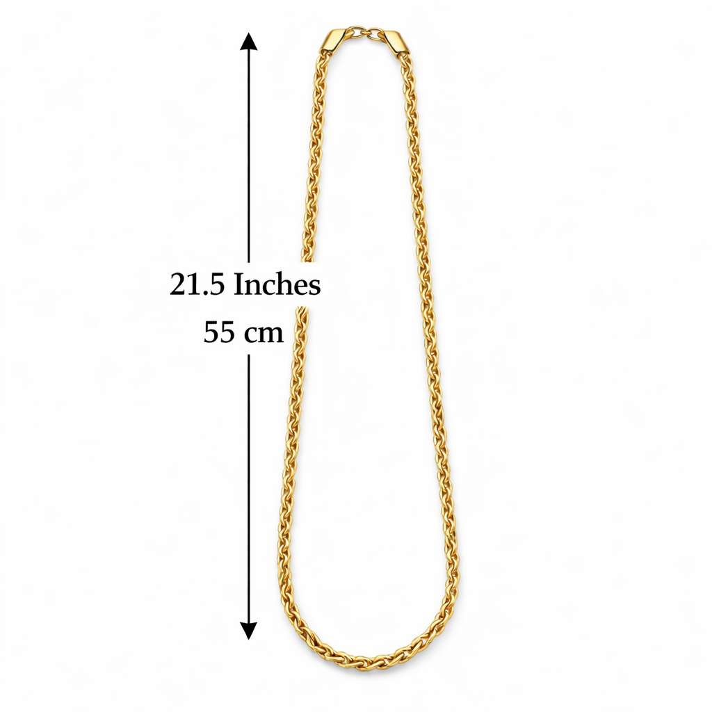 Encliff Palm Link Chain showing close-up of interconnected metal links in a sleek, polished design.
