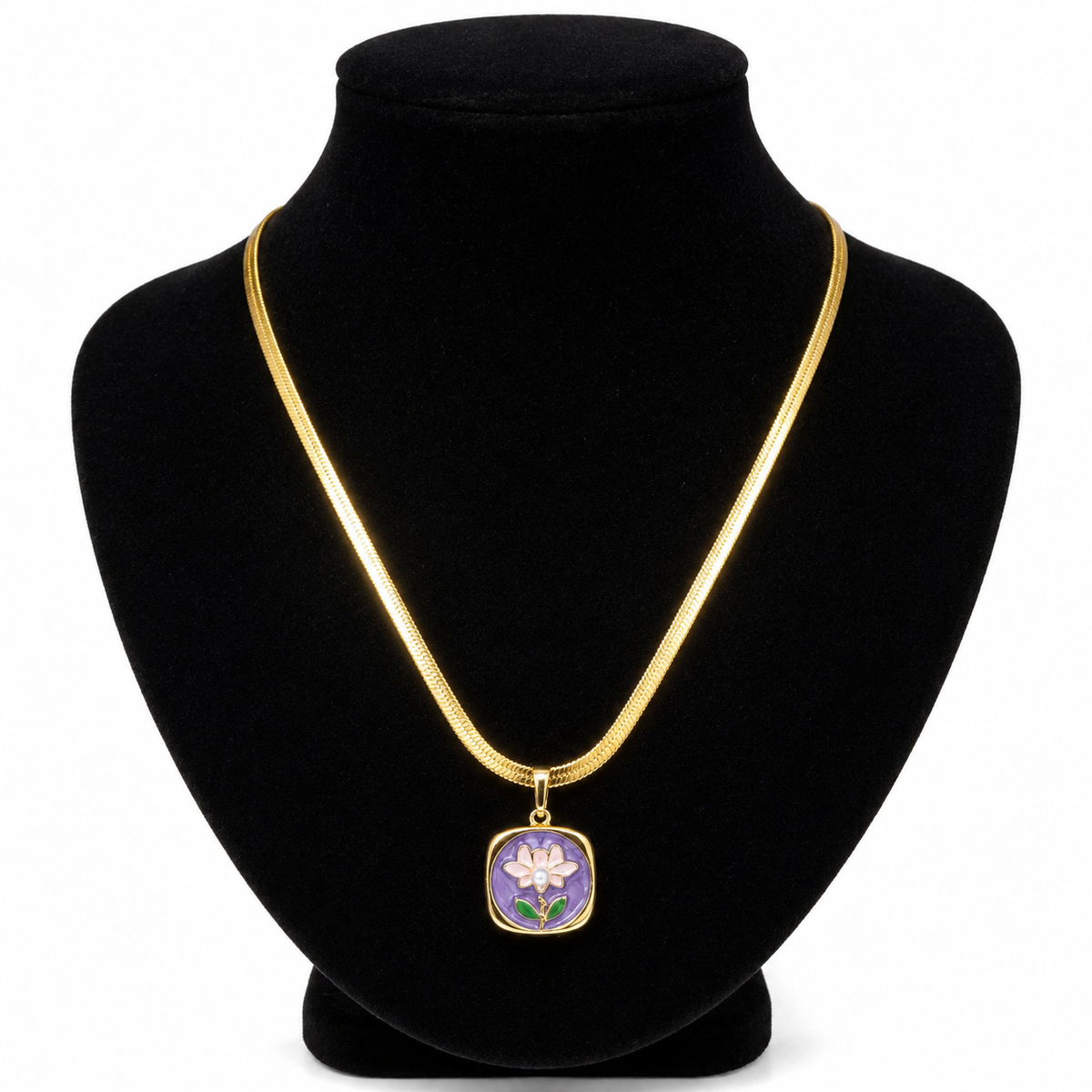 Purple Floral Pendant Necklace
