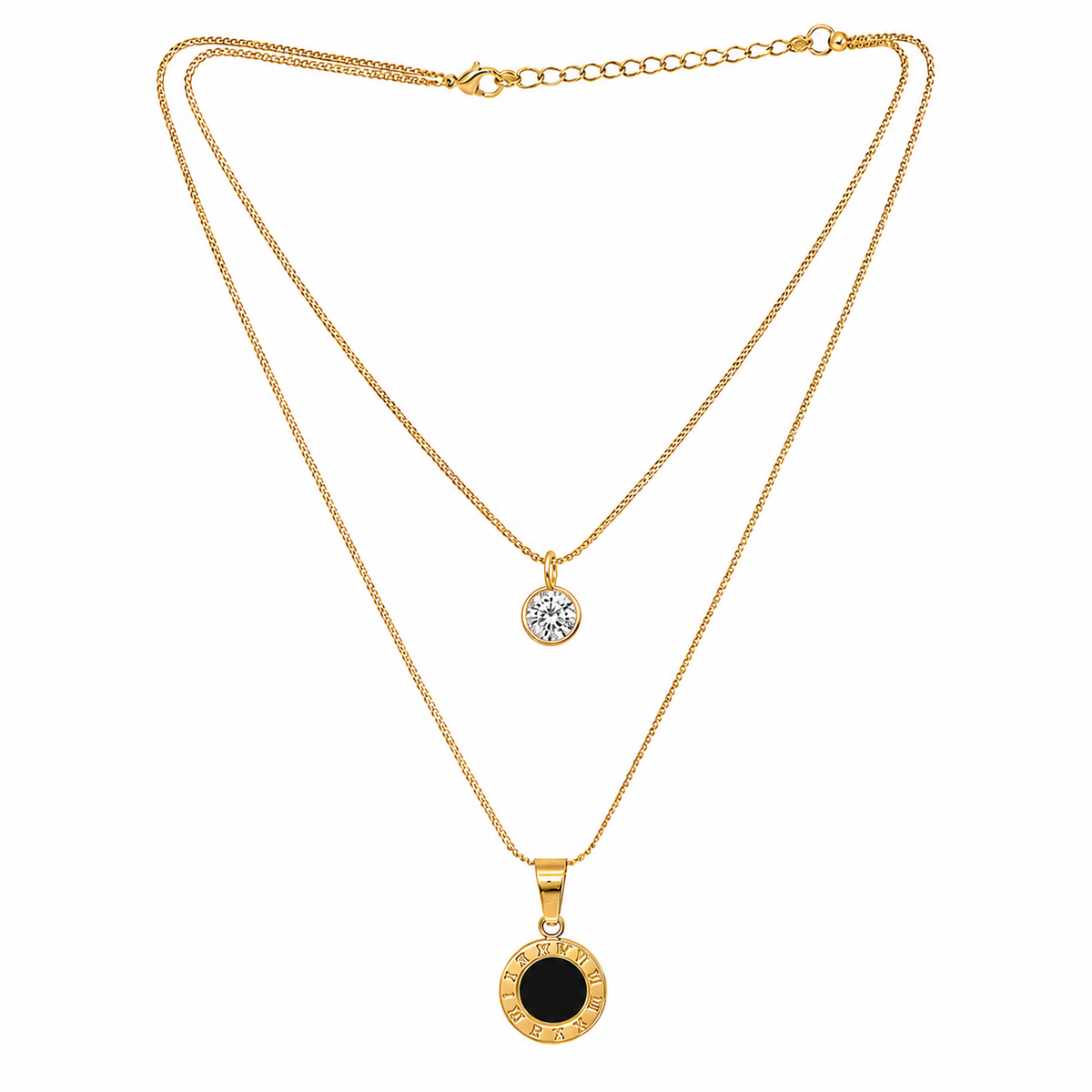 Double Layered Roman Pendant Necklace
