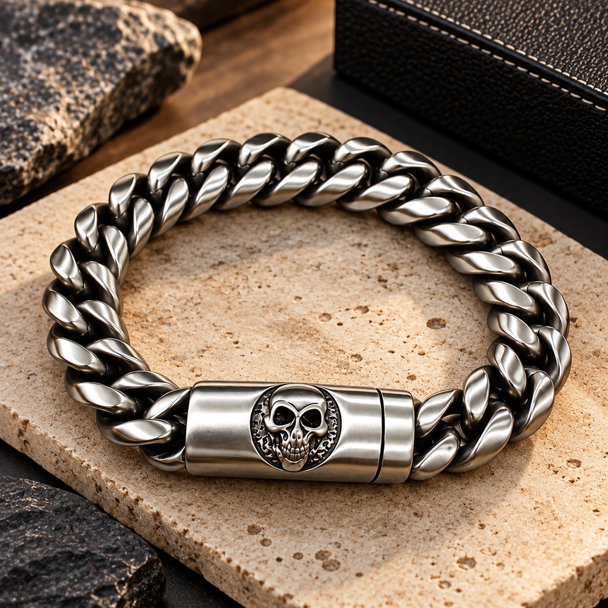 Matte Cuban Link Bracelet Silver
