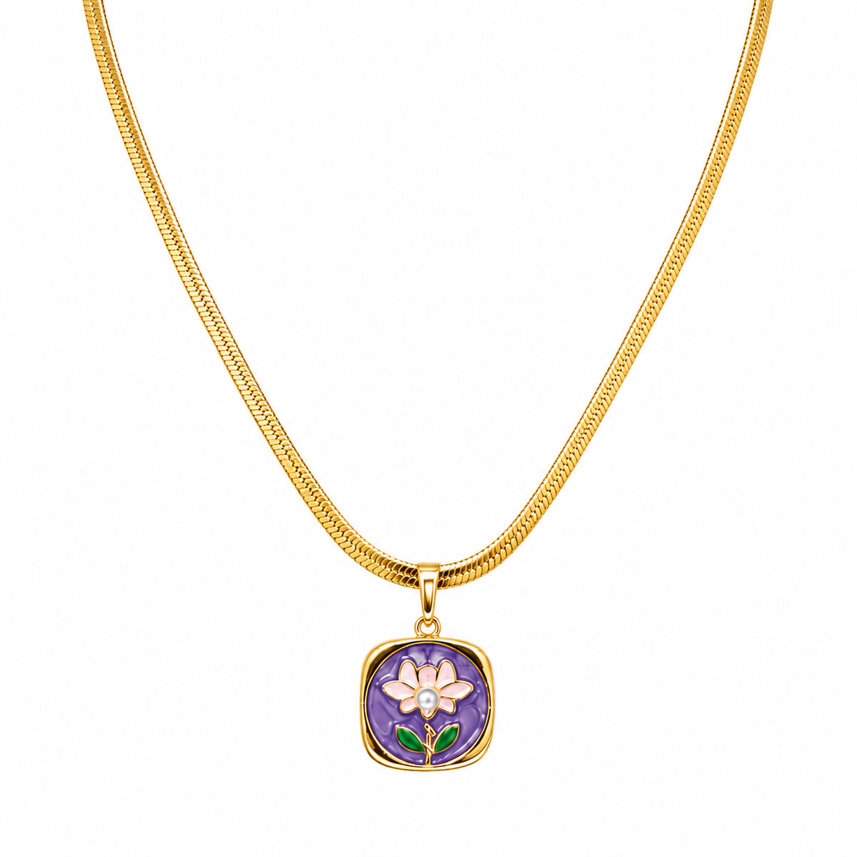 Purple Floral Pendant Necklace